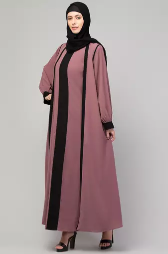 latest stylish shrug women style abaya  burka pink black with belt