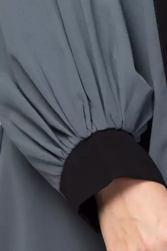 Women style traditional Muslim wear abaya shrug with belt grey black