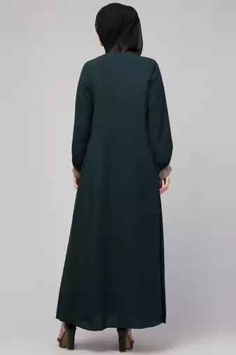 latest stylish shrug  abaya  burka with belt bottle green & beige