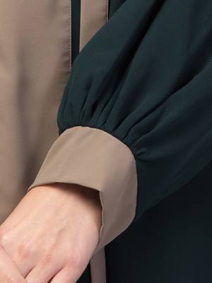 latest stylish shrug  abaya  burka with belt bottle green & beige 5