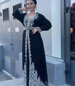 Black Georgette Zari Work Kaftan