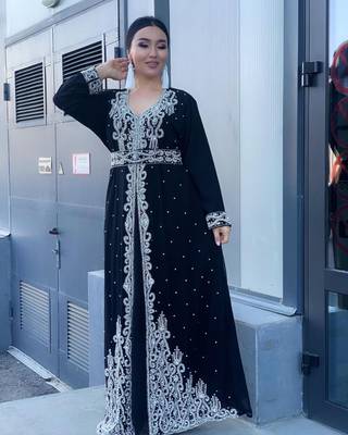 Black Georgette Zari Work Kaftan 2