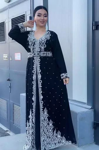 Black Georgette Zari Work Kaftan