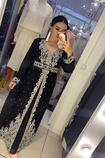 Black Georgette Zari Work Kaftan