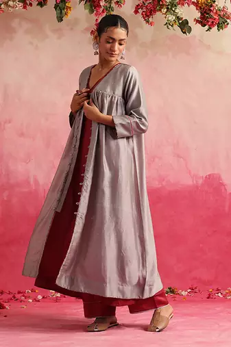 Grey kamalata kurta set