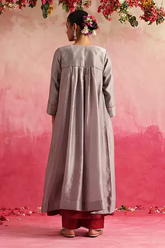 Grey kamalata kurta set