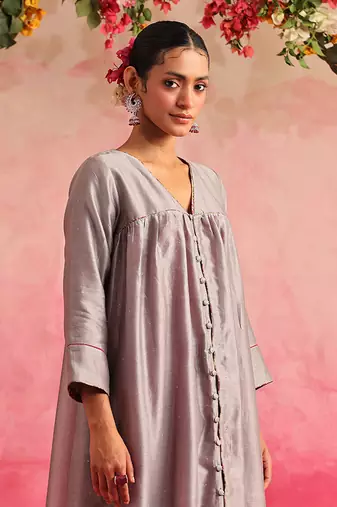 Grey kamalata kurta set