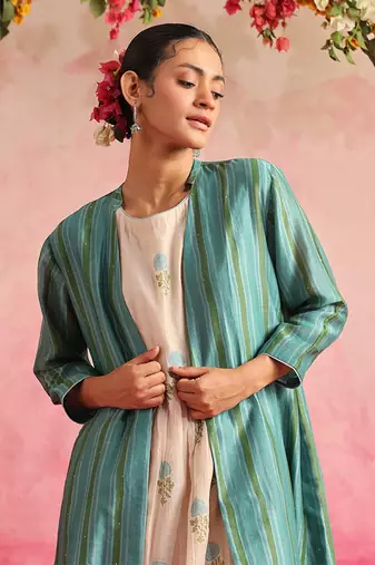 Turquoise neelam kurta set