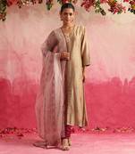 Taupe & maroon anarkali set