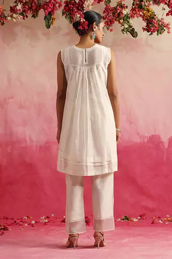 White motiya short kurta set