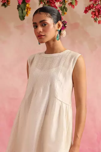 White motiya short kurta set