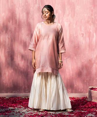 Offwhite chanderi silk hand embroidered sharara set 2