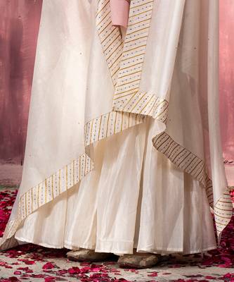 Offwhite chanderi silk hand embroidered sharara set 5