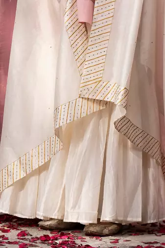 Offwhite chanderi silk hand embroidered sharara set
