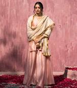 Pink handloom chanderi silk gota patti sharara set