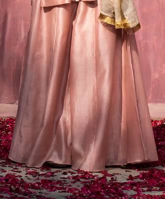 Pink handloom chanderi silk gota patti sharara set 5