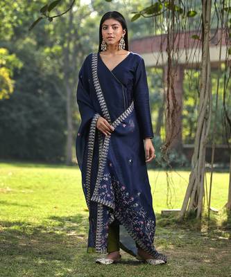 Blue kalidar angarkha kurta set 1
