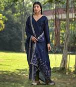 Blue kalidar angarkha kurta set
