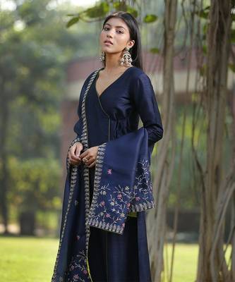 Blue kalidar angarkha kurta set 2