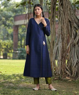Blue kalidar angarkha kurta set 3