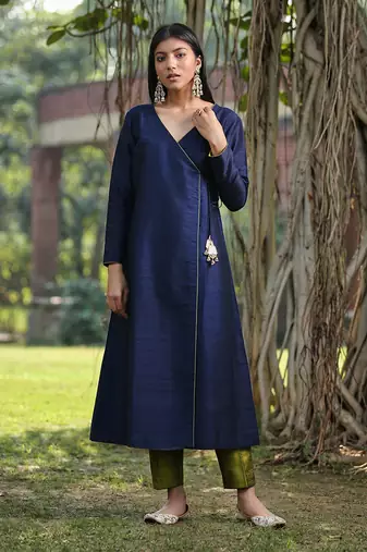 Blue kalidar angarkha kurta set