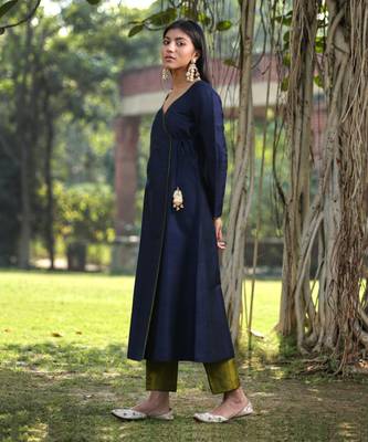 Blue kalidar angarkha kurta set 4