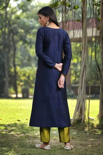 Blue kalidar angarkha kurta set
