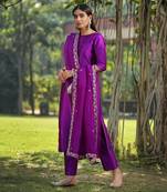 Purple straight kurta set