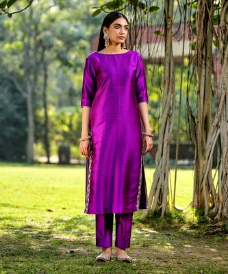Purple straight kurta set 2