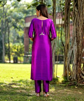 Purple straight kurta set 3