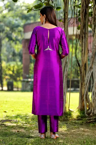 Purple straight kurta set