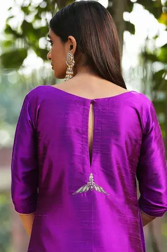 Purple straight kurta set