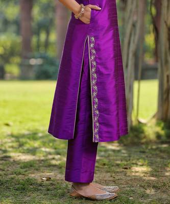 Purple straight kurta set 5