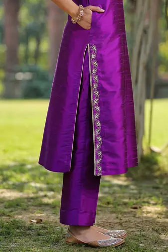 Purple straight kurta set