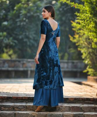 Teal blue a line kurta set 5