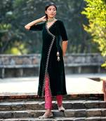 Green kalidar angarkha set