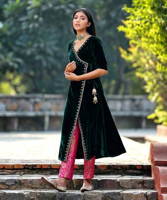 Green kalidar angarkha set 2