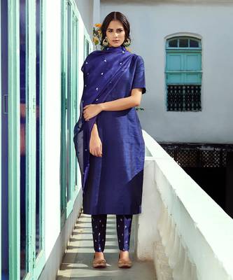 Blue straight kurta set 1