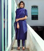 Blue straight kurta set
