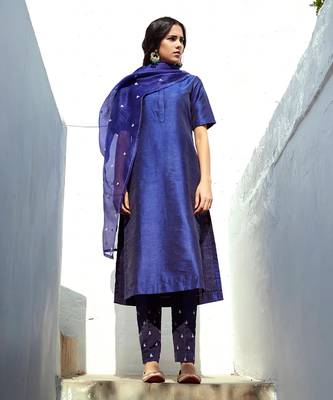 Blue straight kurta set 2