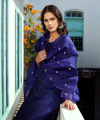 Blue straight kurta set 3