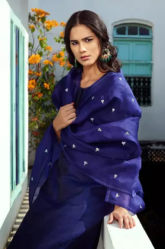 Blue straight kurta set