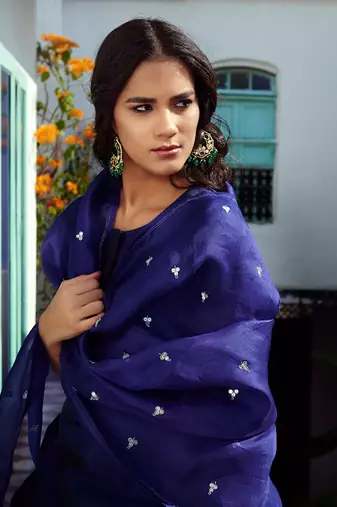 Blue straight kurta set