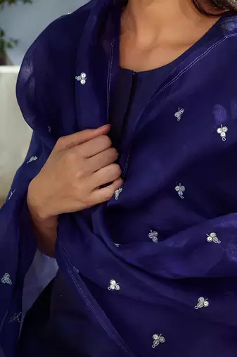 Blue straight kurta set