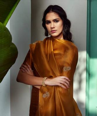Mustard straight kurta set 3