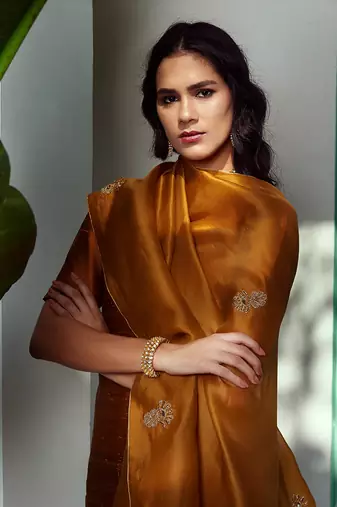 Mustard straight kurta set