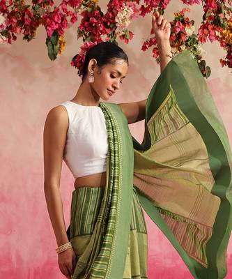 White Cotton Silk Plain Sleeveless Blouse 2