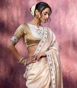 Off Whitte & Golden Hand Embroidered Blouse