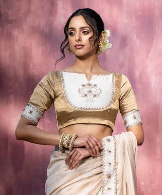 Off Whitte & Golden Hand Embroidered Blouse 2