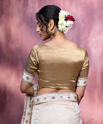 Off Whitte & Golden Hand Embroidered Blouse 3